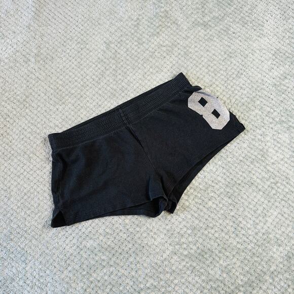 Victoria's Secret PINK y2k ultra low rise micro mini sweat shorts 8 booty black - Picture 1 of 4